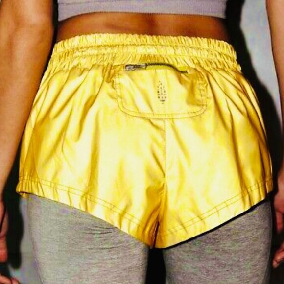 NWT Free People Moonlight Reflective Short Yellow - Picture 3 of 5